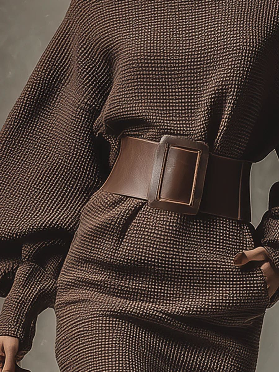 LAURINE | Robe courte en maille à ceinture structurée