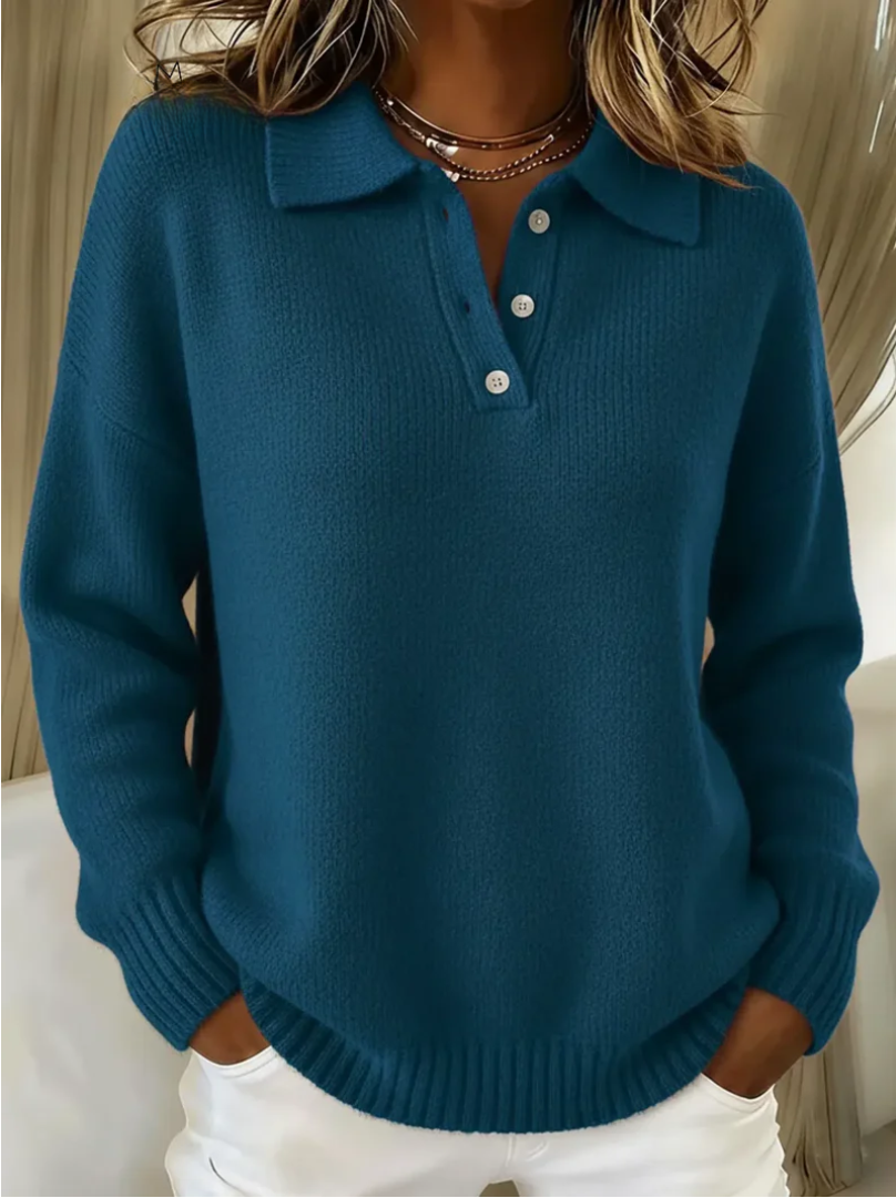 Claudine | Pull Polo Raffiné en Maille Souple