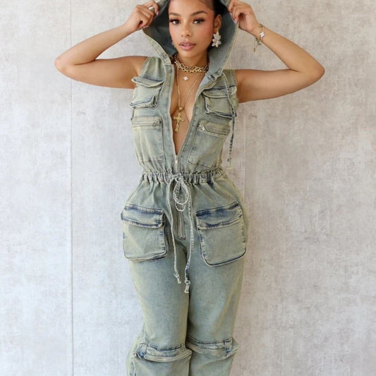 YONA | Combinaison une-pièce stretch à capuche au style casual et tendance