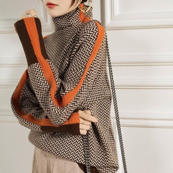 LÉONIE | Rayures contrastées & col montant