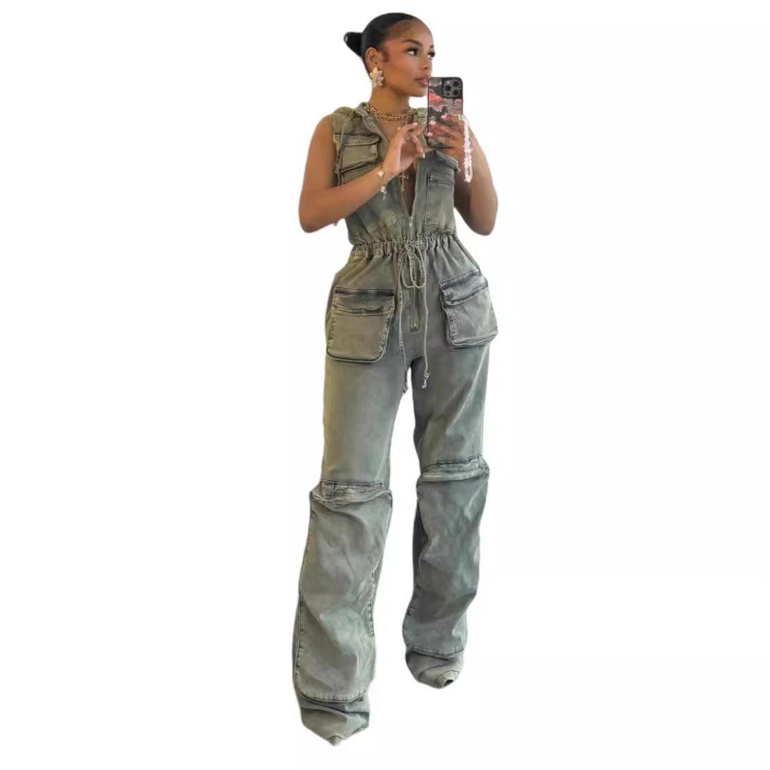 YONA | Combinaison une-pièce stretch à capuche au style casual et tendance