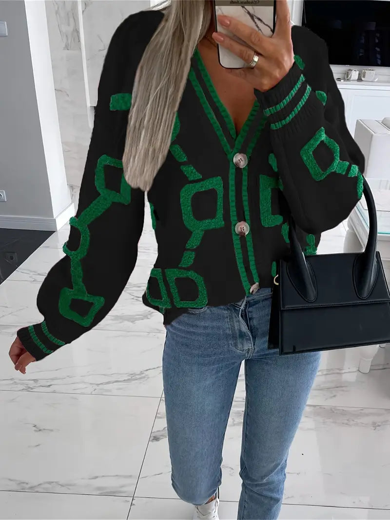 Lamoury Fashion | Cardigan géométrique multicolore