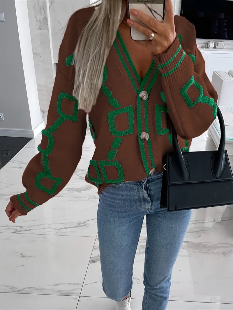 Lamoury Fashion | Cardigan géométrique multicolore