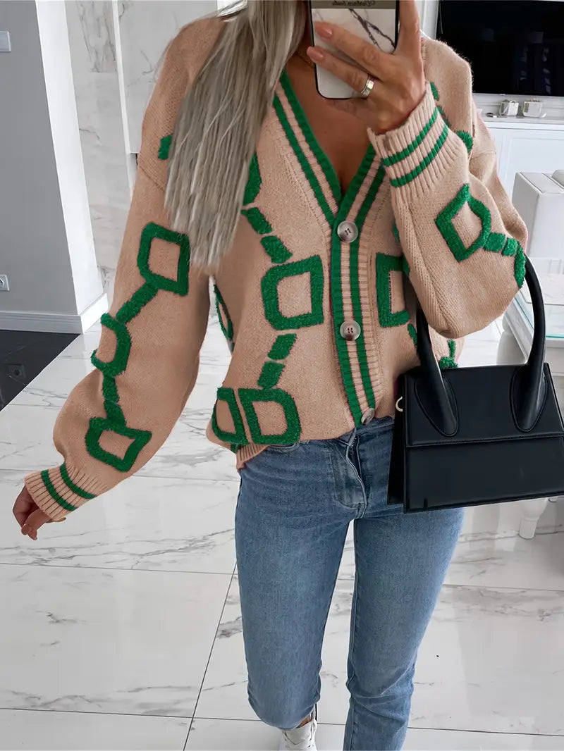 Lamoury Fashion | Cardigan géométrique multicolore